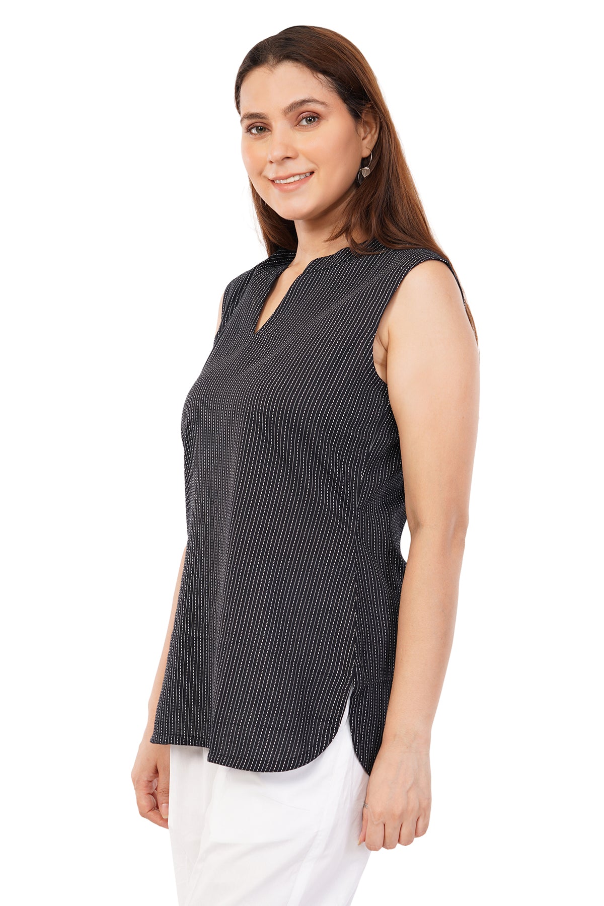 Black Pure Cotton Printed Short Kurta