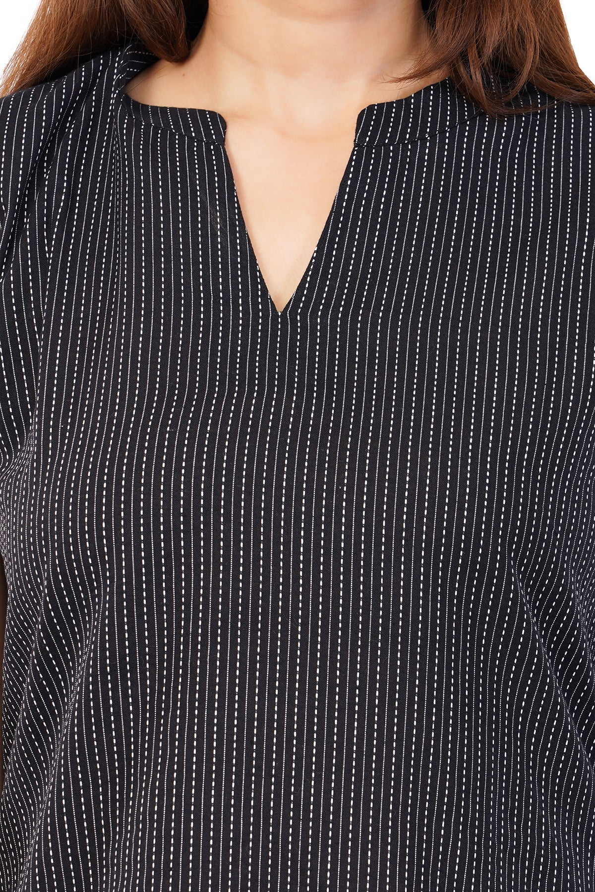 Black Pure Cotton Printed Short Kurta