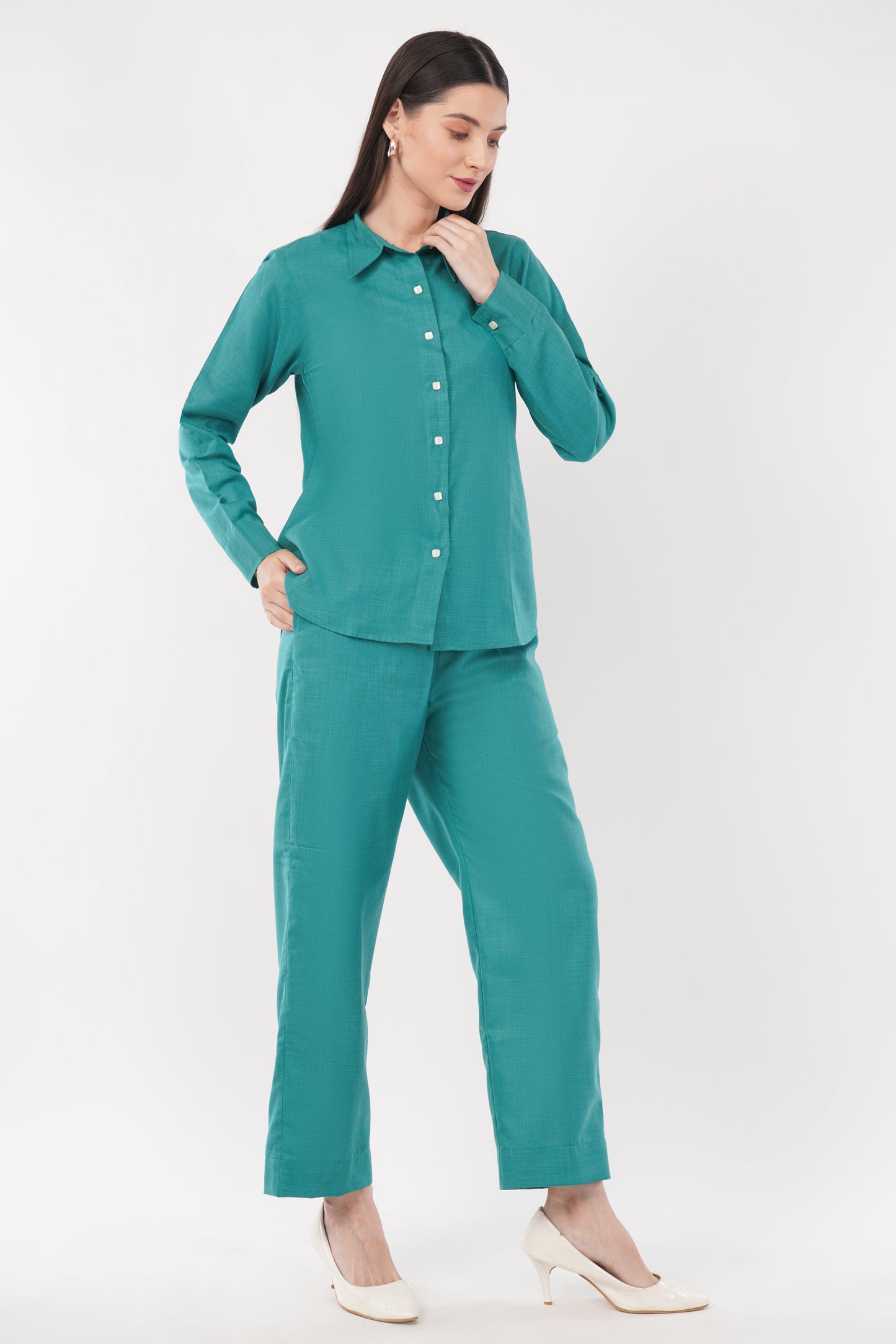 Green Co-ord Set- Shirt & Trouser