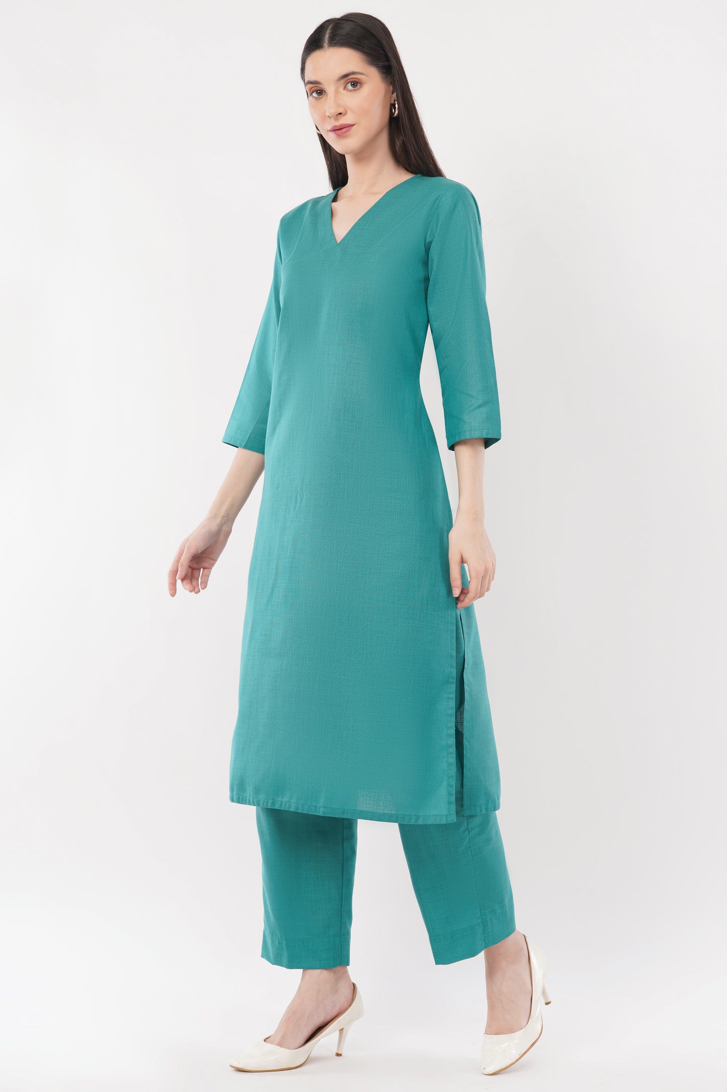Green Classic Cotton Kurta & Pant Co-Ord Set