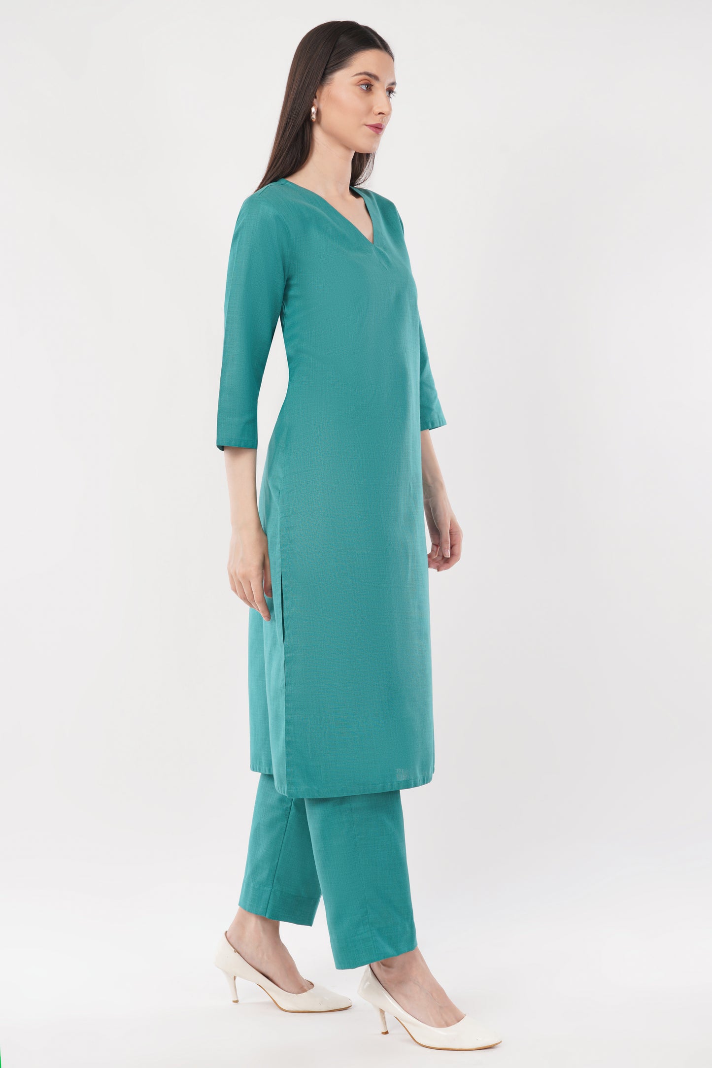 Green Classic Cotton Kurta & Pant Co-Ord Set