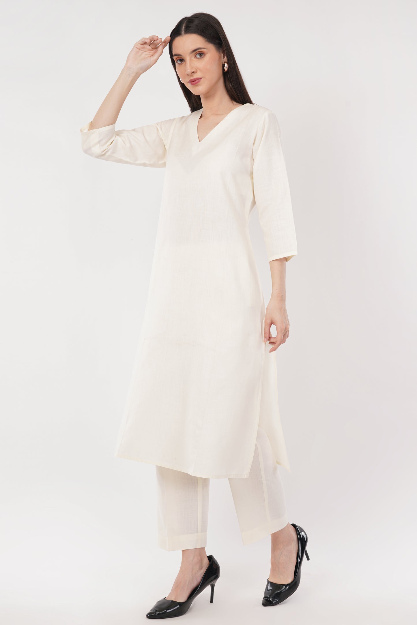 White Classic Cotton Kurta & Pant Co-Ord Set