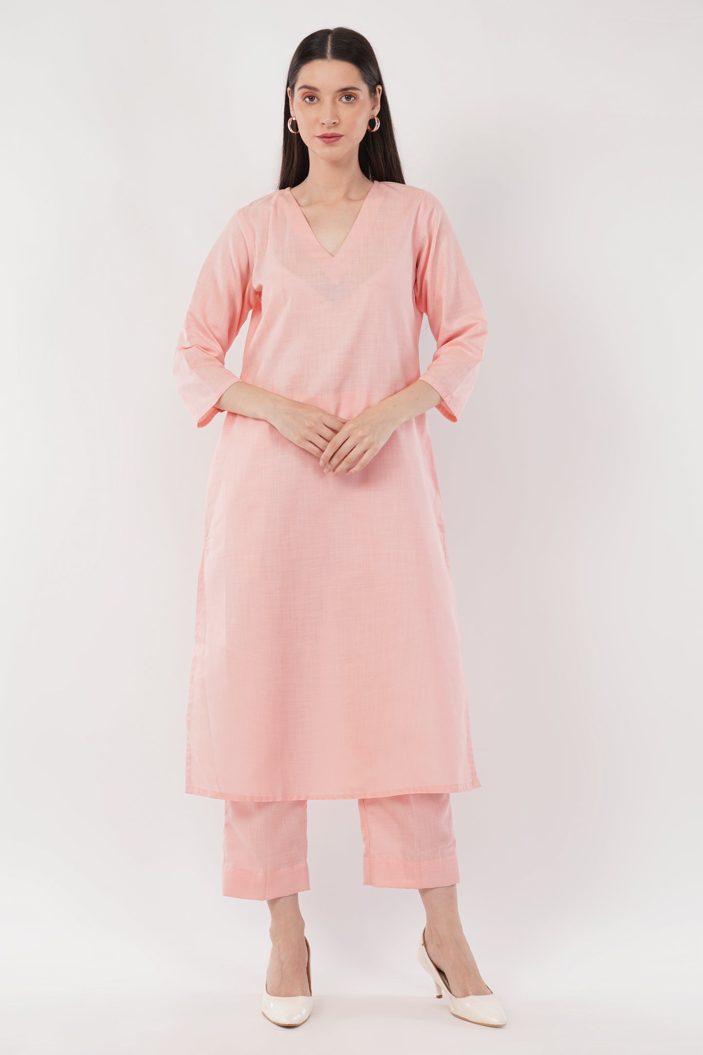 Pink Classic Cotton Kurta & Pant Co-Ord Set
