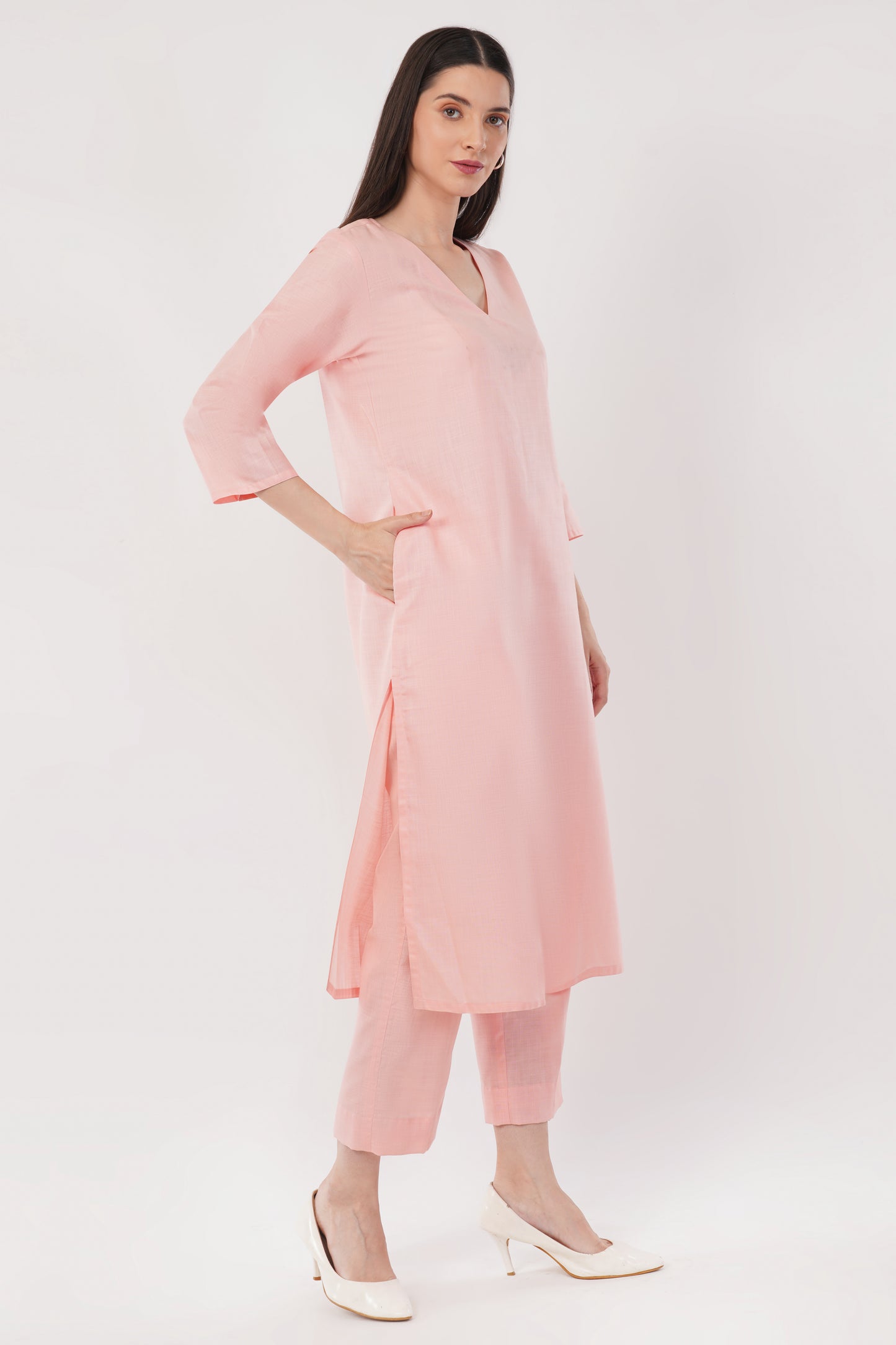 Pink Classic Cotton Kurta & Pant Co-Ord Set