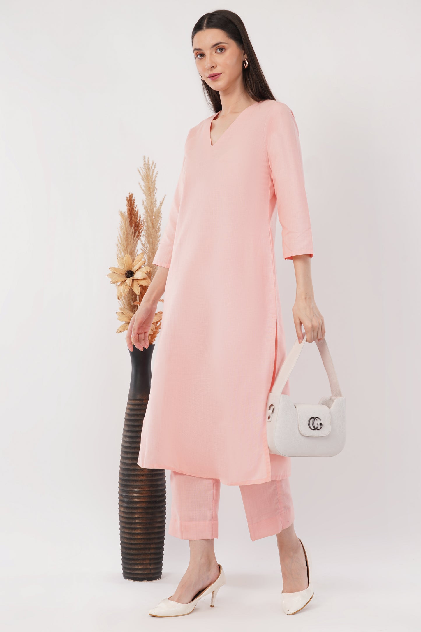 Pink Classic Cotton Kurta & Pant Co-Ord Set