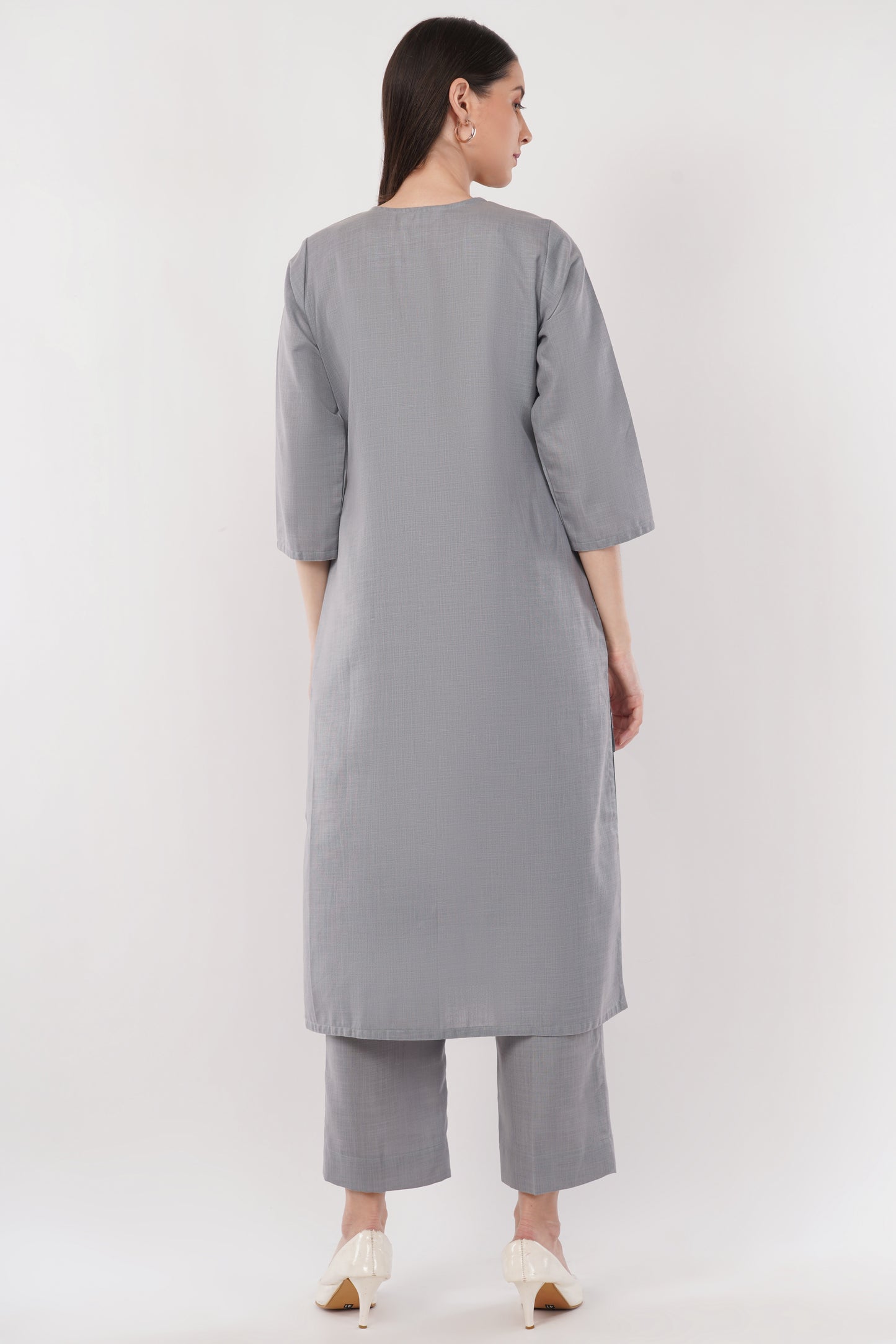 Gray Classic Cotton Kurta & Pant Co-Ord Set