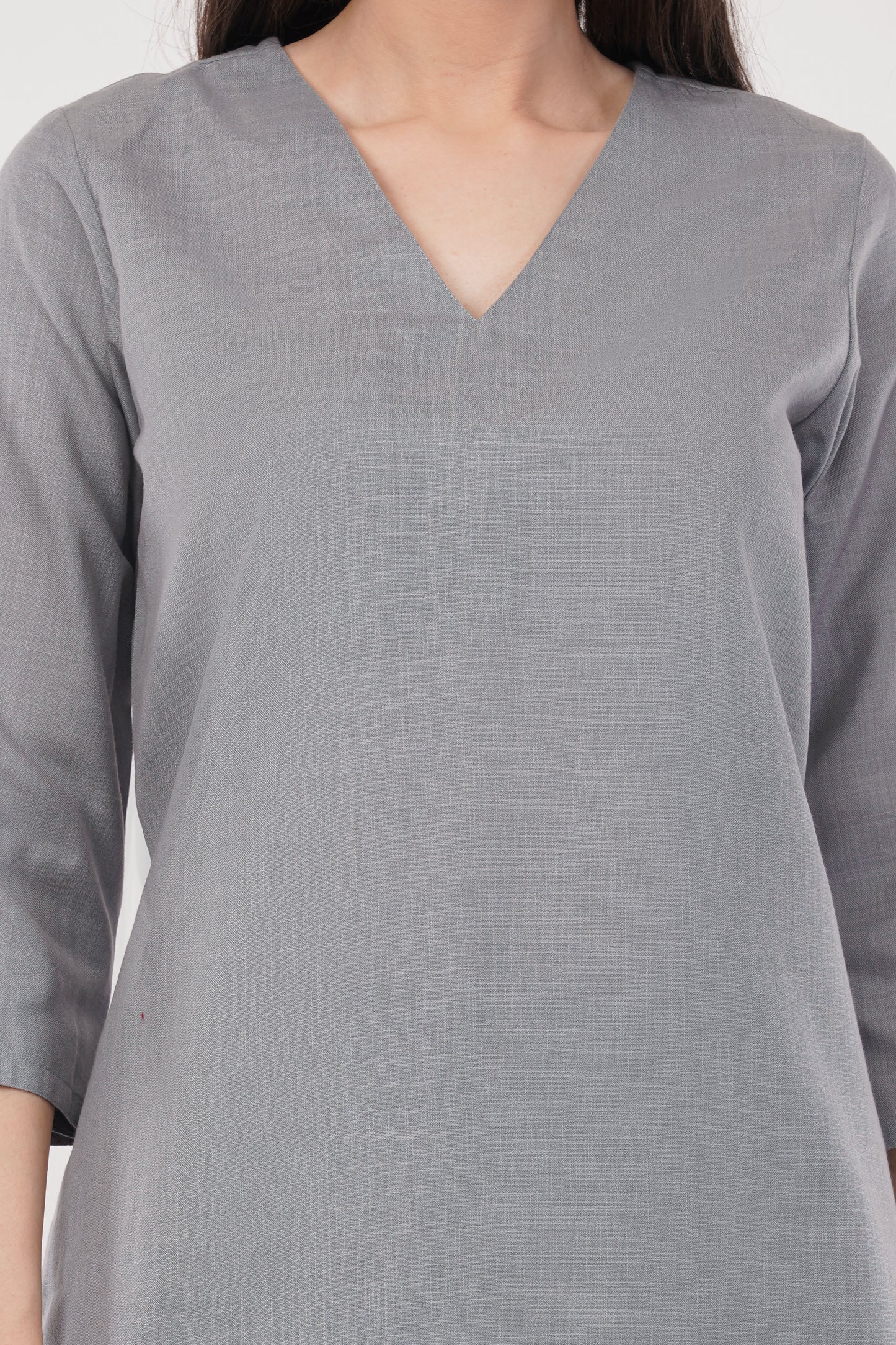 Gray Classic Cotton Kurta & Pant Co-Ord Set