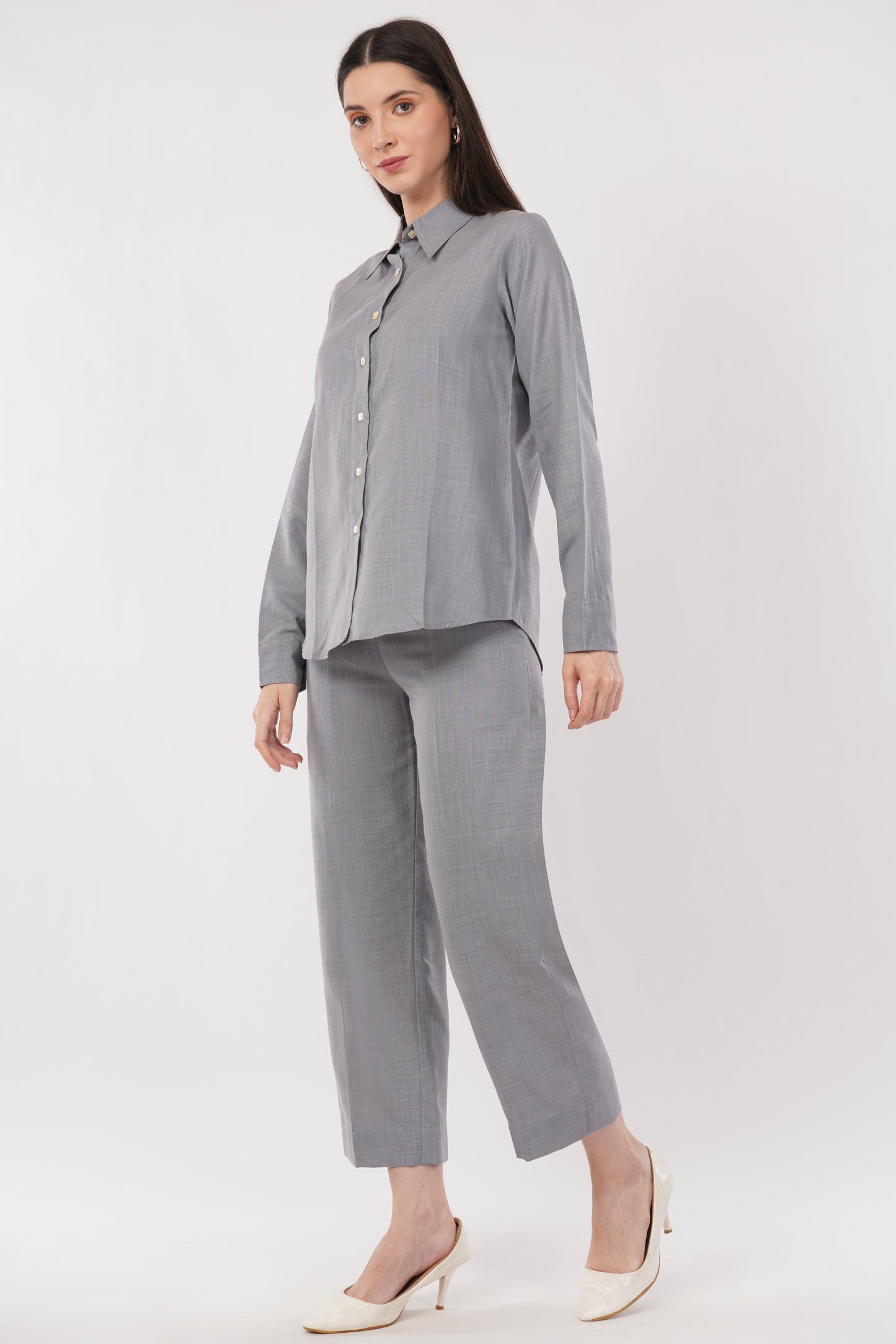 Gray Co-ord Set- Shirt & Trouser