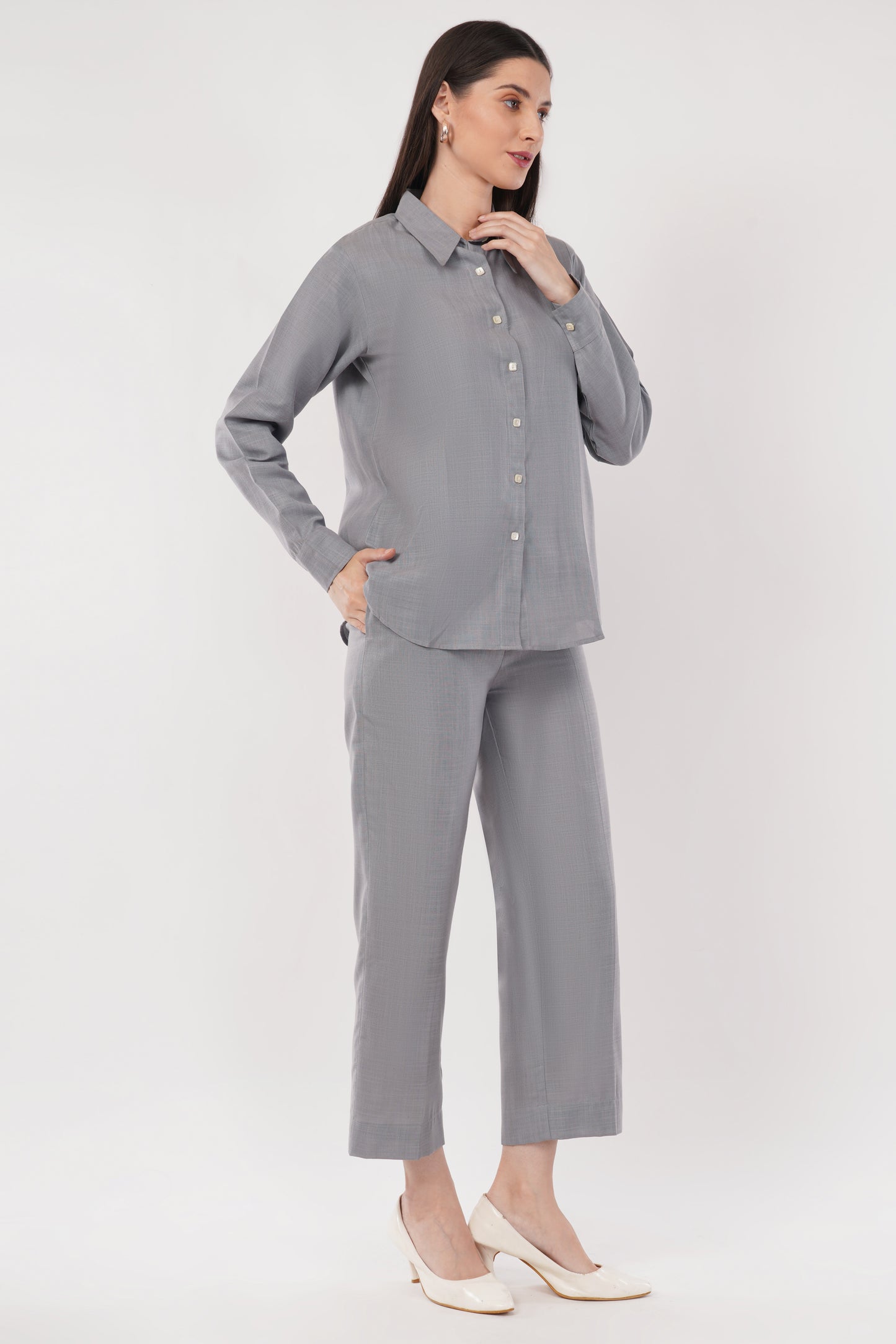 Gray Co-ord Set- Shirt & Trouser