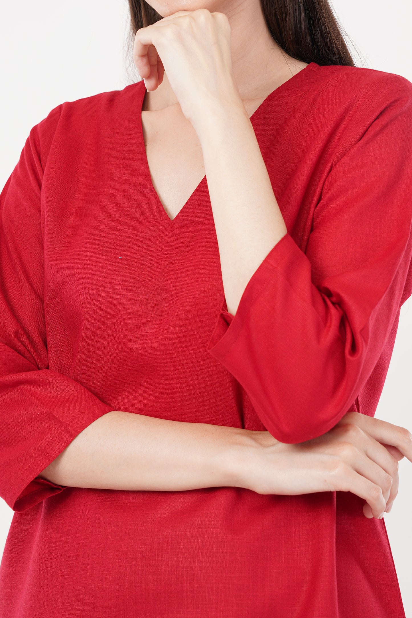 Red Classic Cotton Kurta & Pant Co-Ord Set