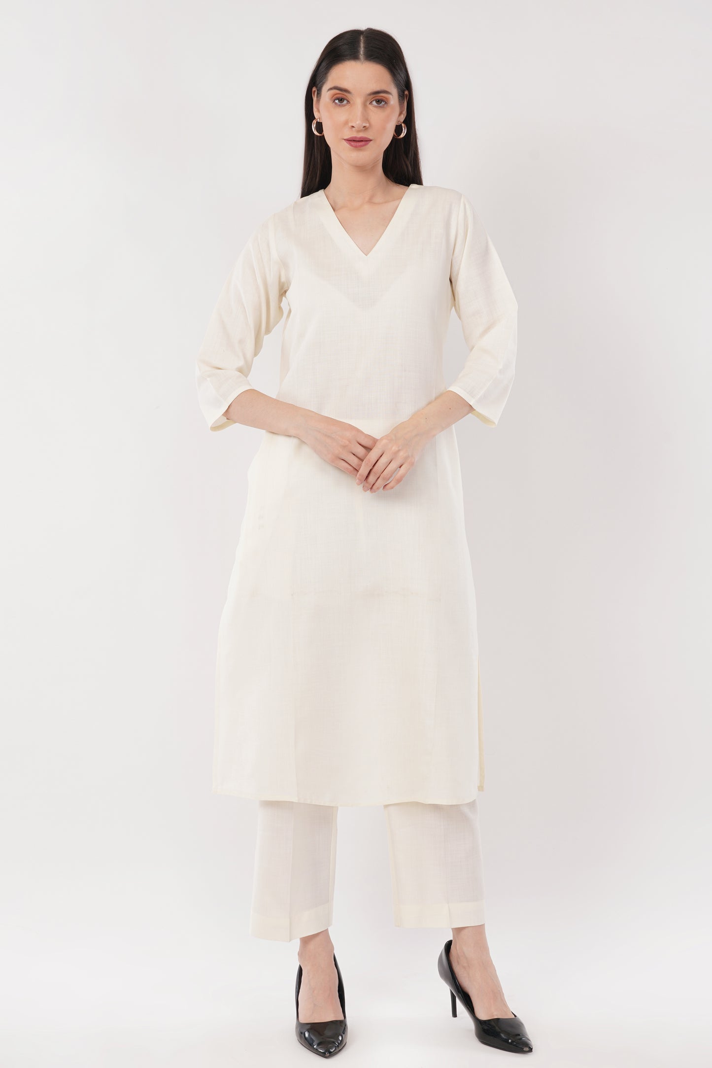 White Classic Cotton Kurta & Pant Co-Ord Set