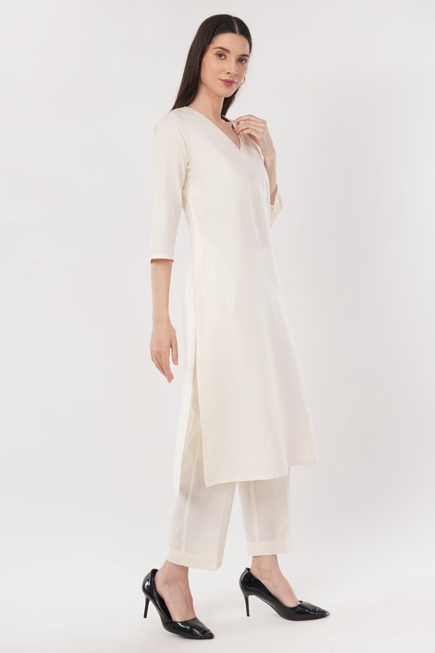 White Classic Cotton Kurta & Pant Co-Ord Set