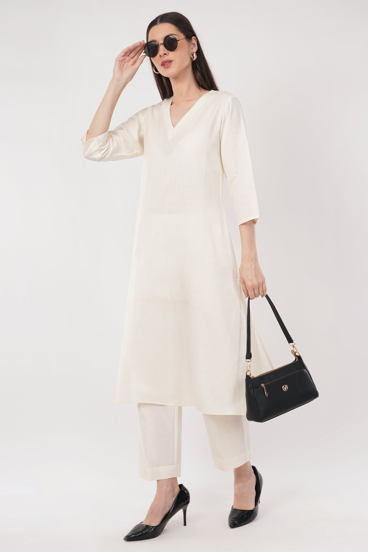 White Classic Cotton Kurta & Pant Co-Ord Set