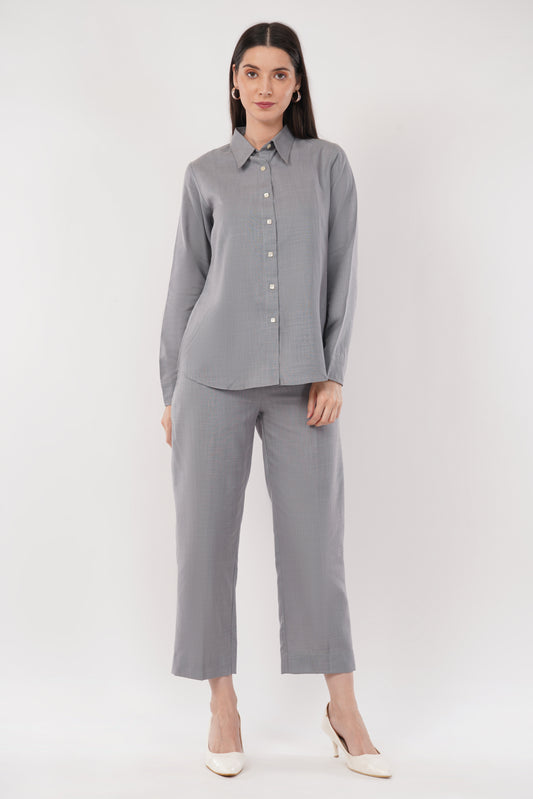 Gray Co-ord Set- Shirt & Trouser