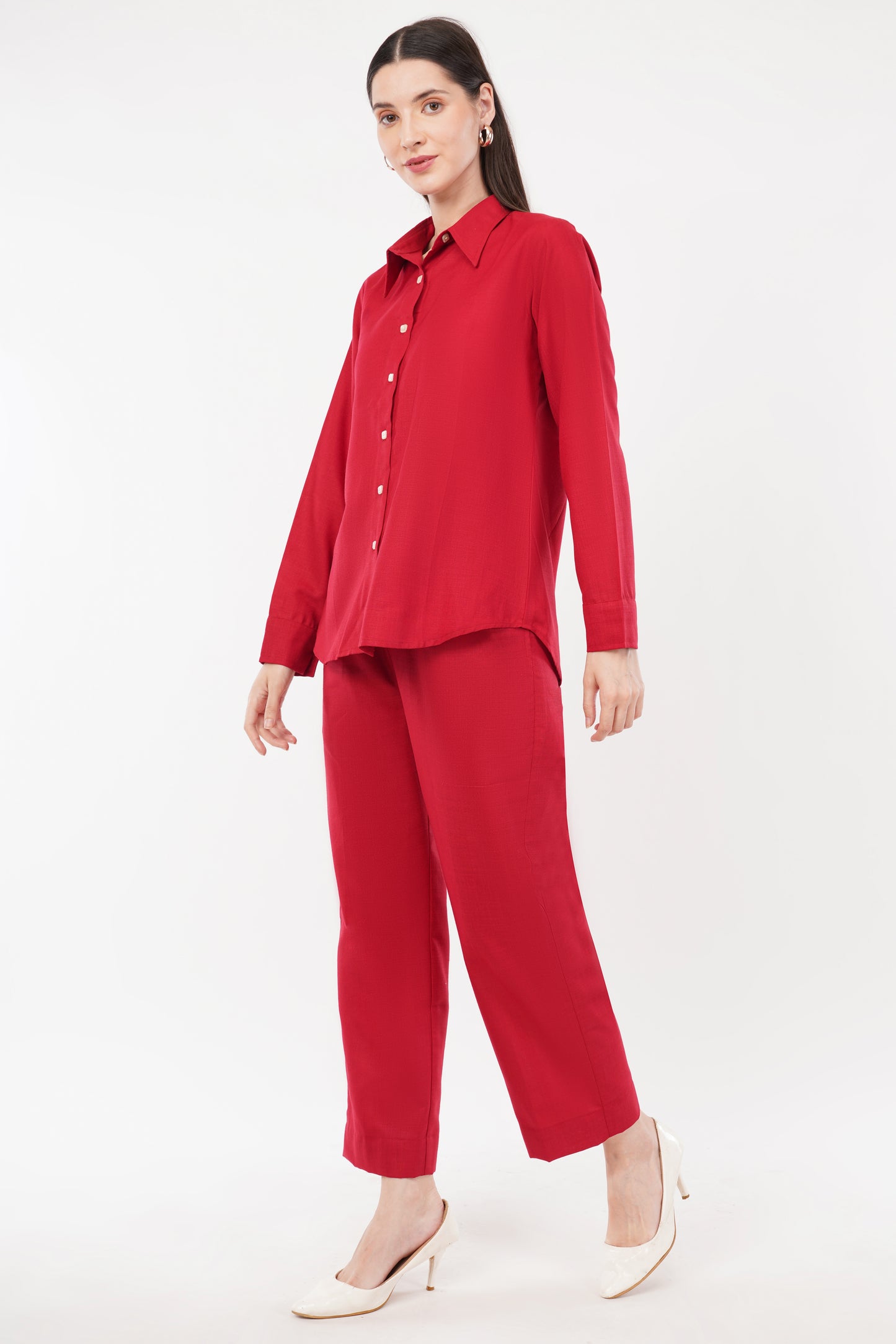 Red Co-ord Set- Shirt & Trouser