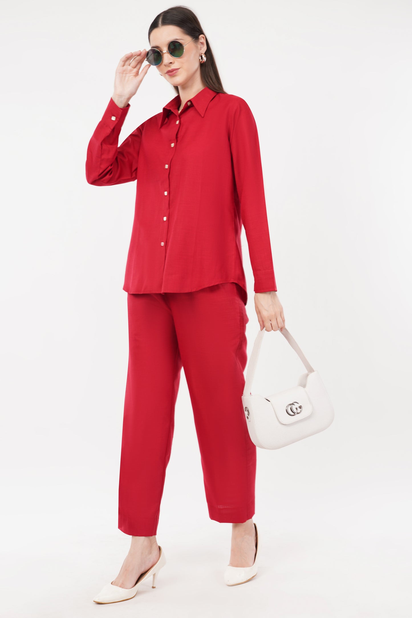 Red Co-ord Set- Shirt & Trouser